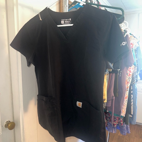 Carhartt Black V-Neck Scrub Top Small - Picture 1 of 9